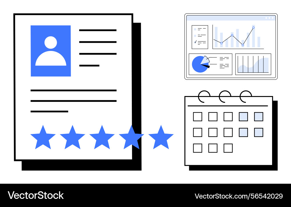 Performance evaluation document with analytics Performance evaluation document with analytics vector image