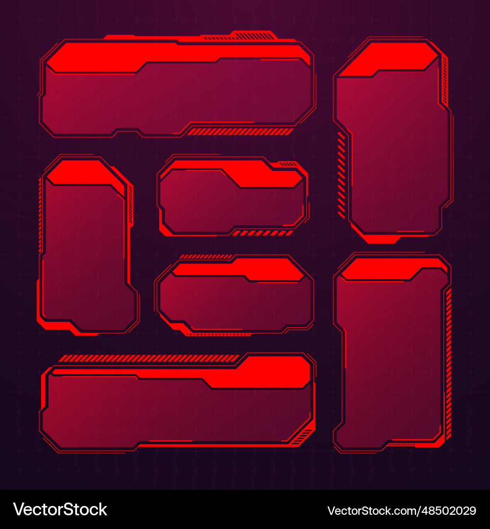 Red futuristic hud or ui elements sci-fi user Red futuristic hud or ui elements sci-fi user Vector Image