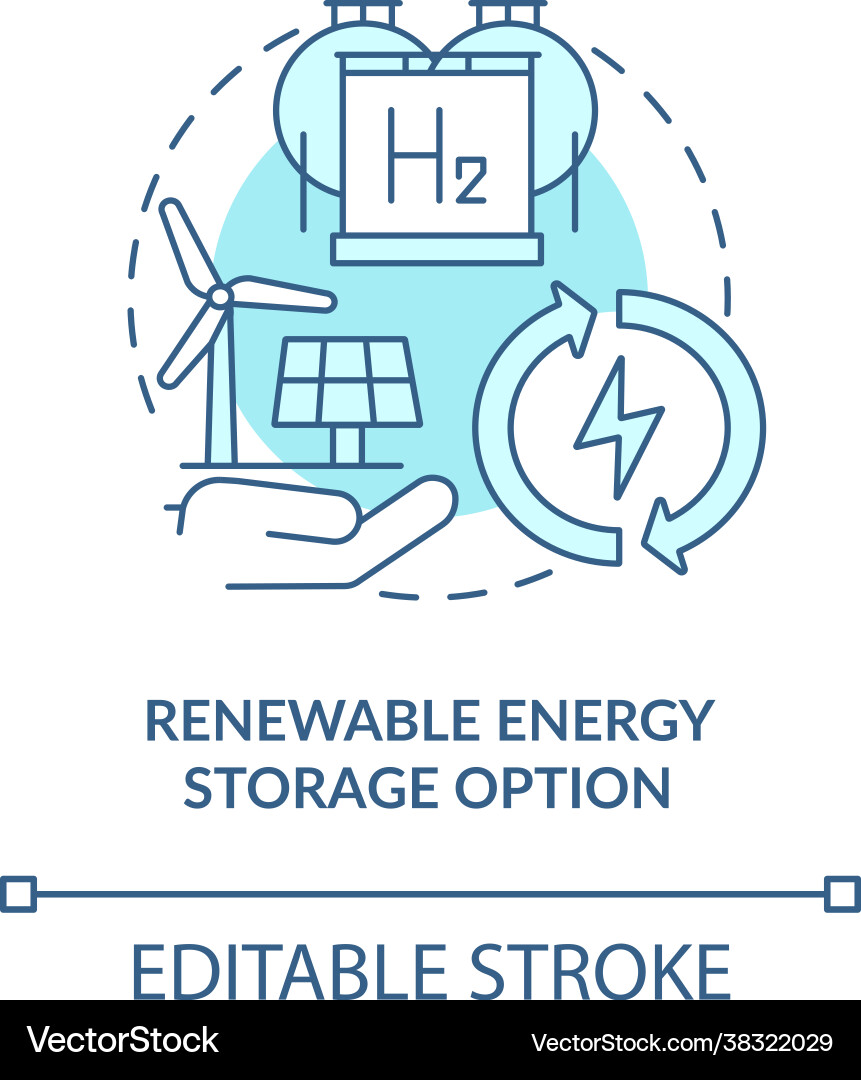 Renewable energy storage option concept icon Renewable energy storage option concept icon vector image