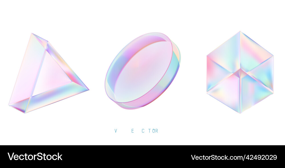 Set of colored 3d objects on a white background vector image