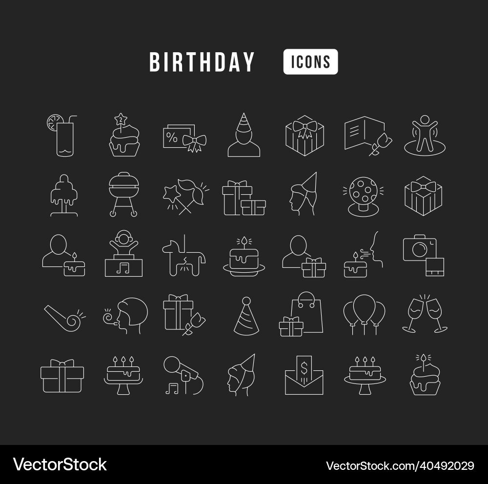Set of linear icons birthday Set of linear icons birthday vector image