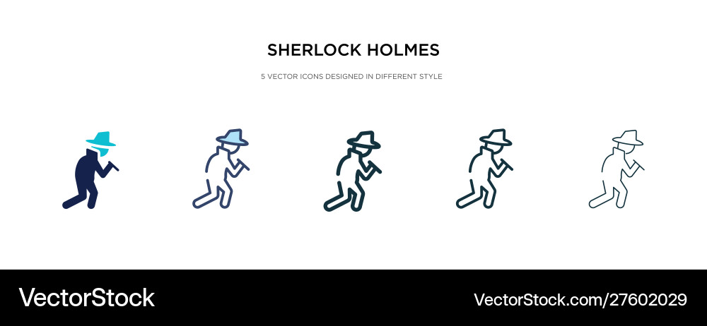 Sherlock holmes icon in different style two Sherlock holmes icon in different style two vector image
