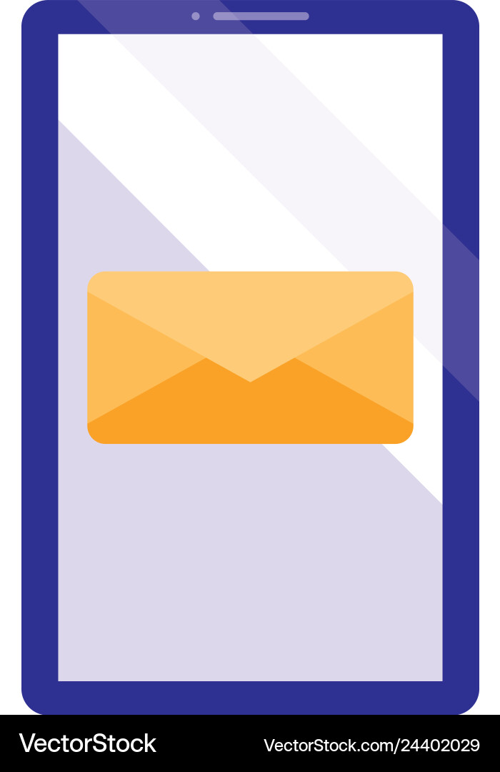 Smartphone device with envelope vector image