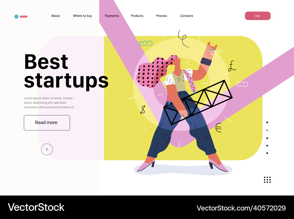 Startup website landing template Startup website landing template Vector Image