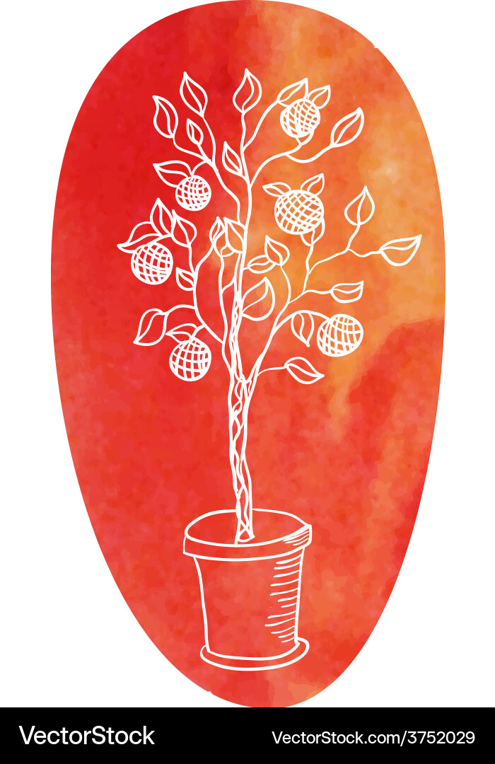 Tree on a water color background Vector Image
