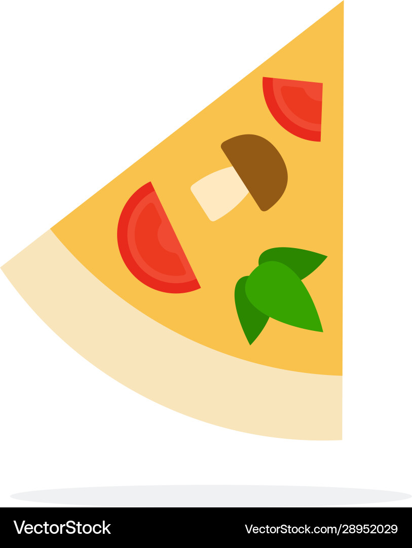 Triangular slice pizza flat isolated Triangular slice pizza flat isolated Vector Image