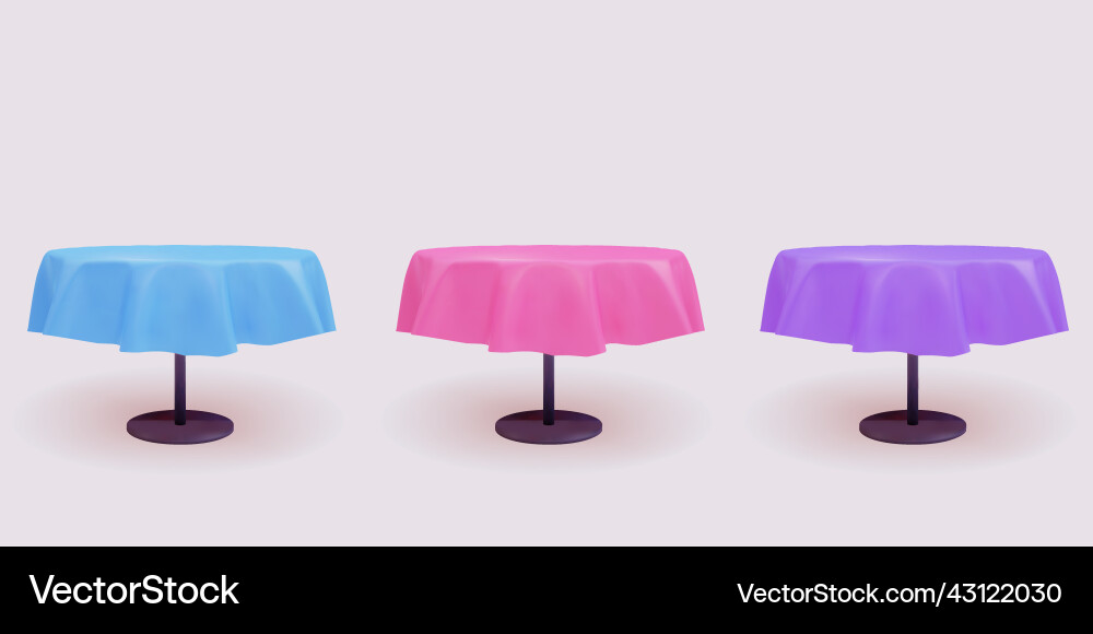 3d set of round tables with tablecloth on gray 3d set of round tables with tablecloth on gray vector image