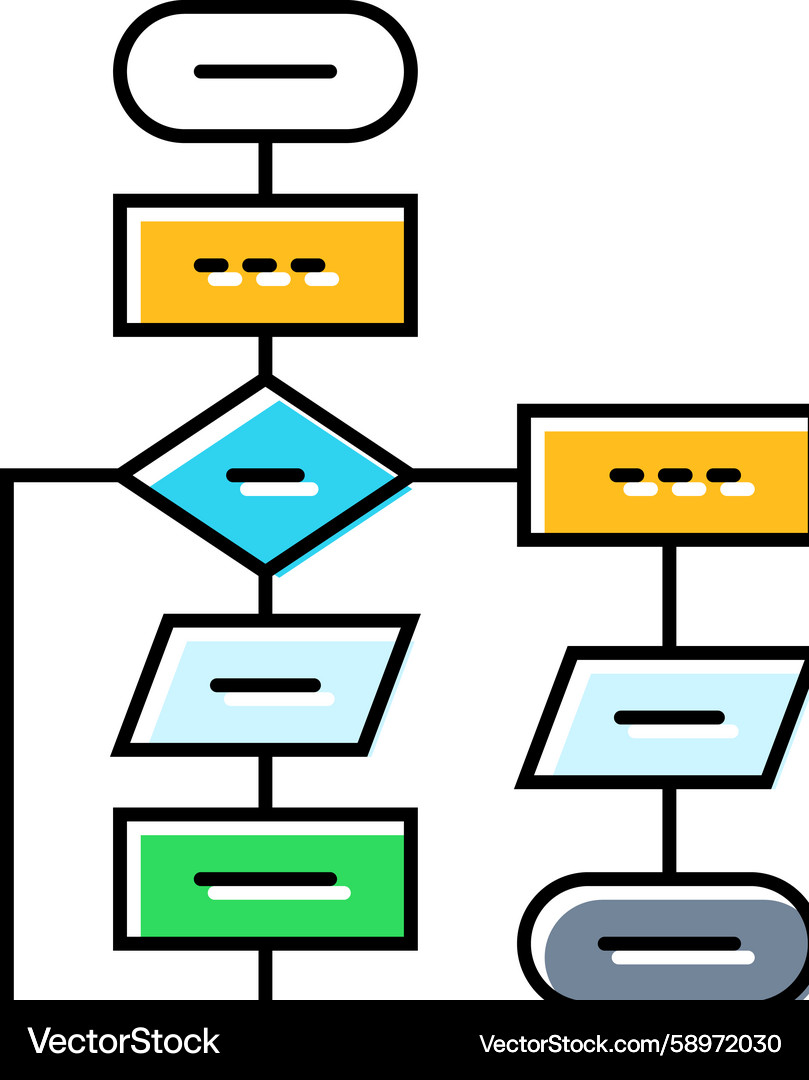 Algorithm Flussdiagramm ai Integration Farbsymbol Algorithm Flussdiagramm ai Integration Farbsymbol Vektorbild