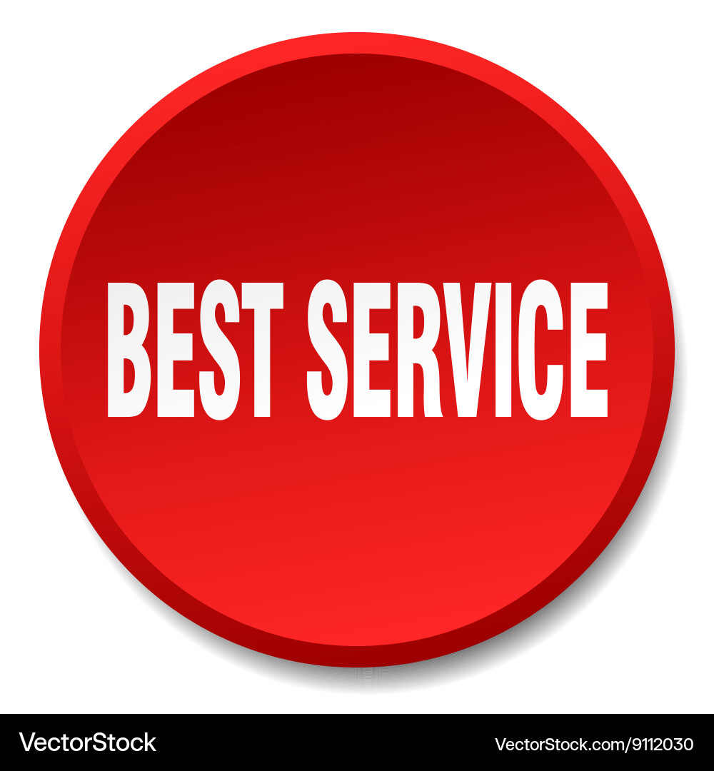 Best service red round flat isolated push button vector image