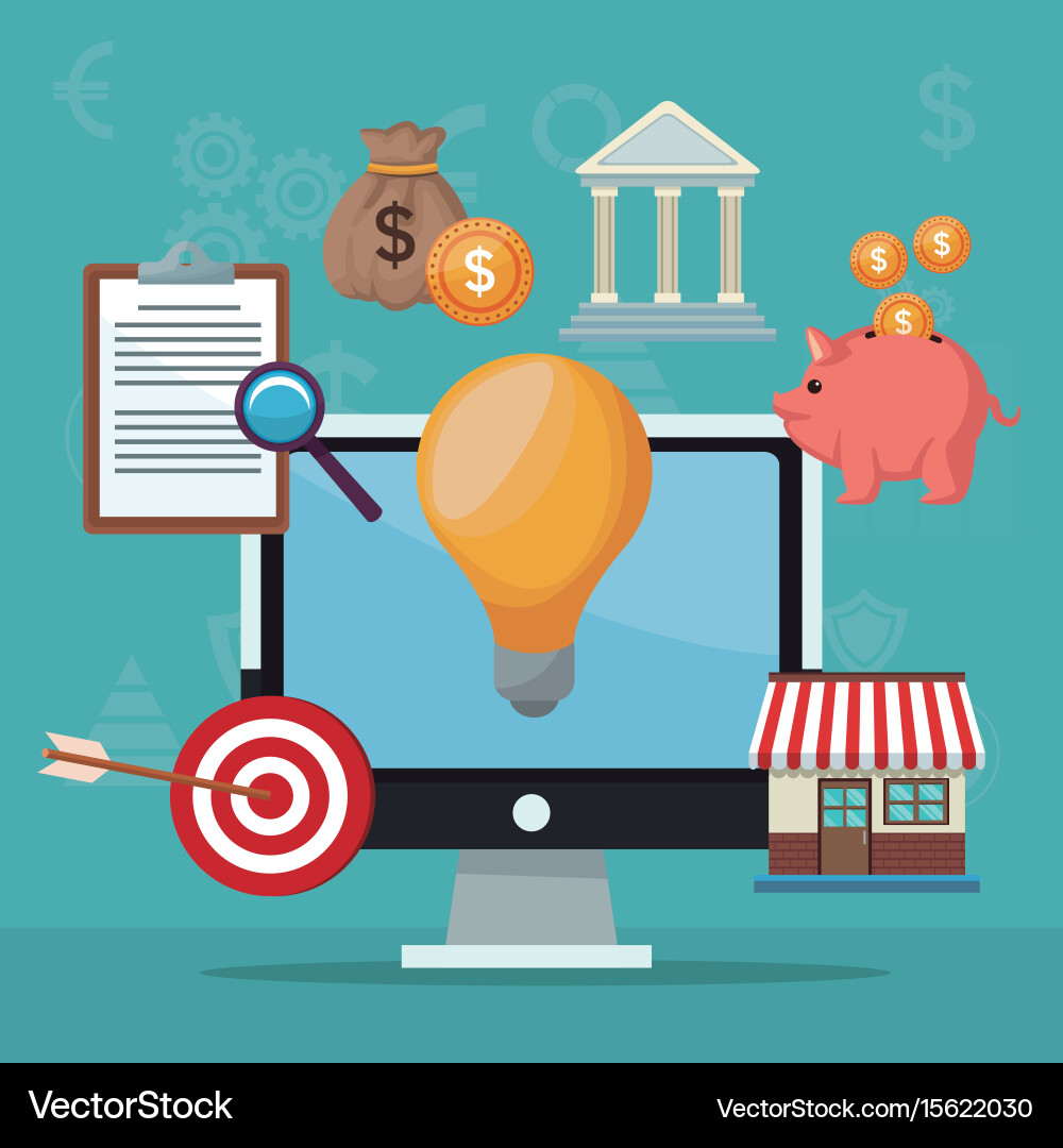 Color background analytics investment with display vector image