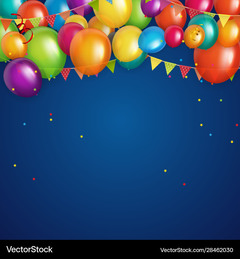 Color glossy happy birthday balloons banner Color glossy happy birthday balloons banner vector image
