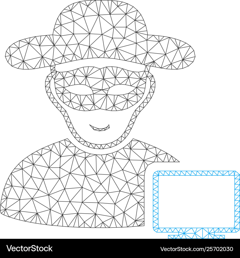 Computer hacker polygonal frame mesh Computer hacker polygonal frame mesh vector image