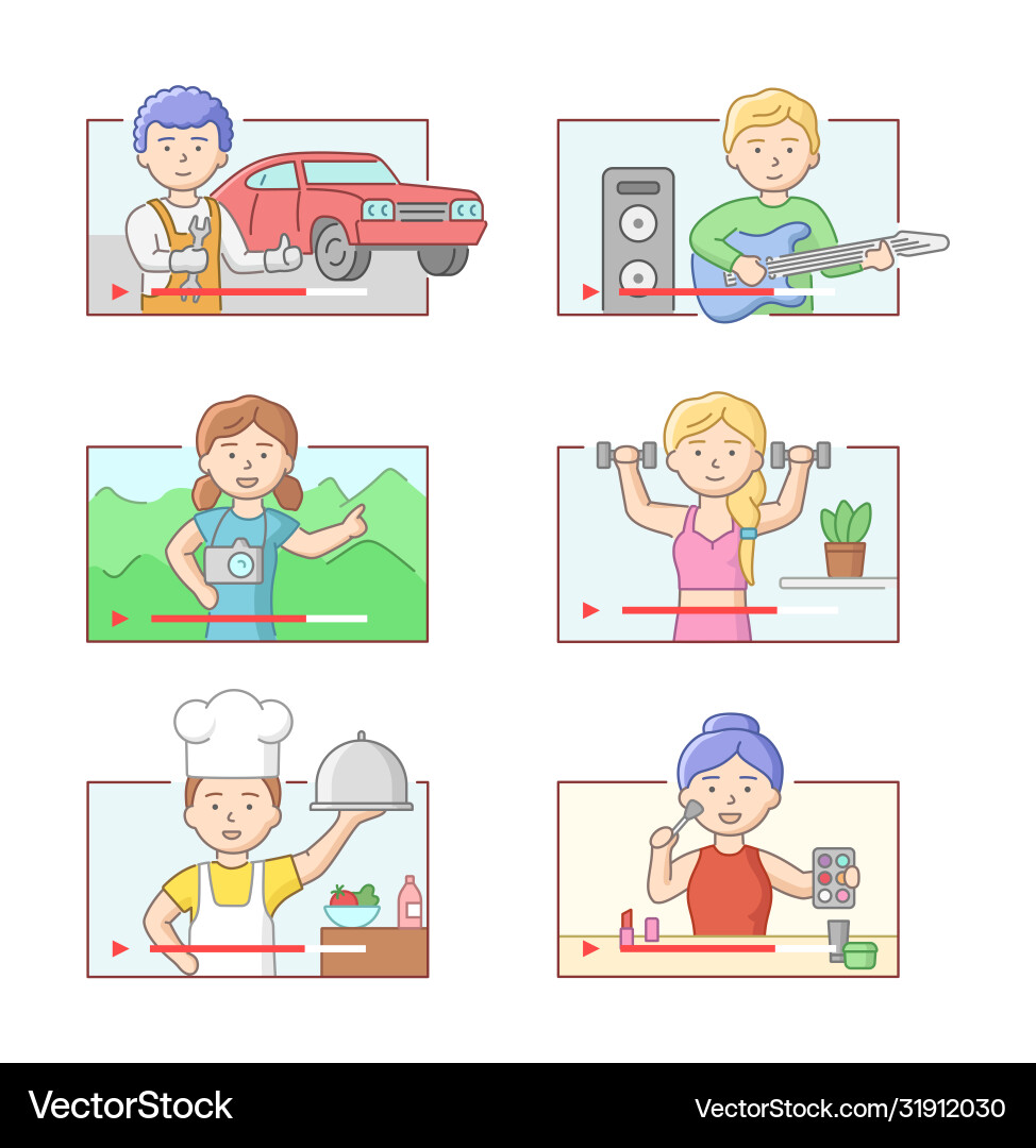 Concept of vlog and blog set bloggers Concept of vlog and blog set bloggers vector image