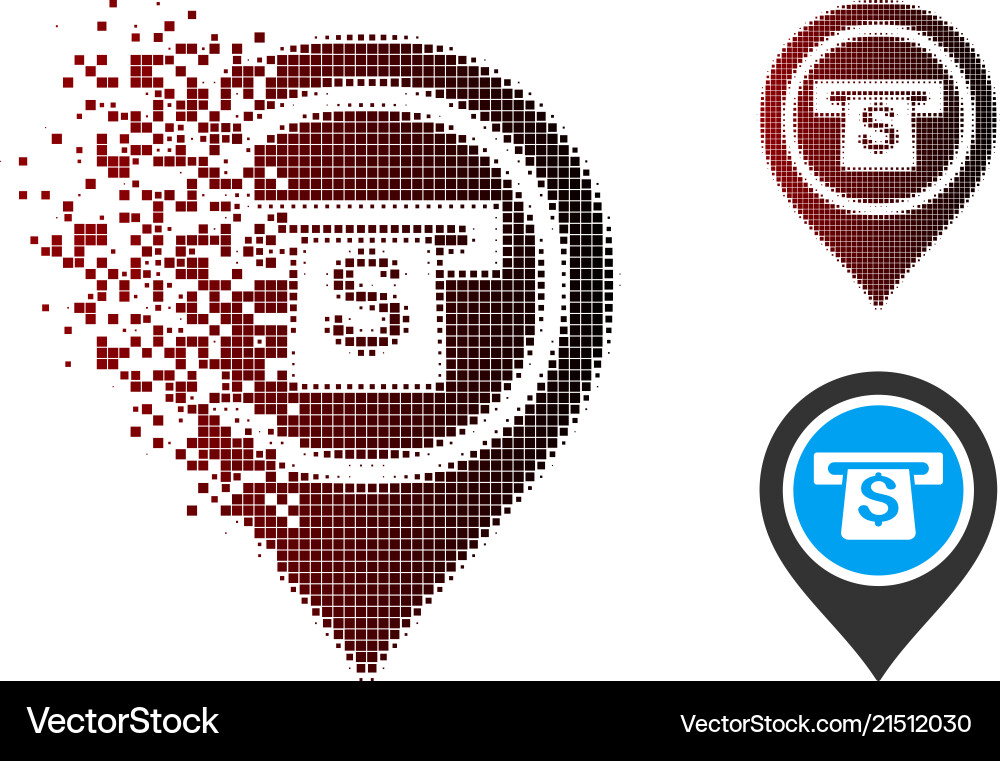Destructed pixel halftone banking machine pointer Destructed pixel halftone banking machine pointer Vector Image