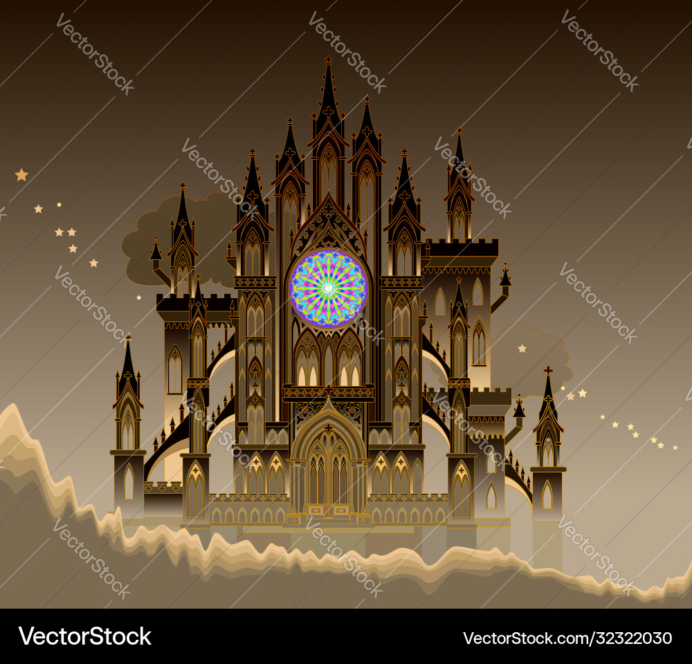 Fantastic gothic castle from fairyland medieval Fantastic gothic castle from fairyland medieval vector image