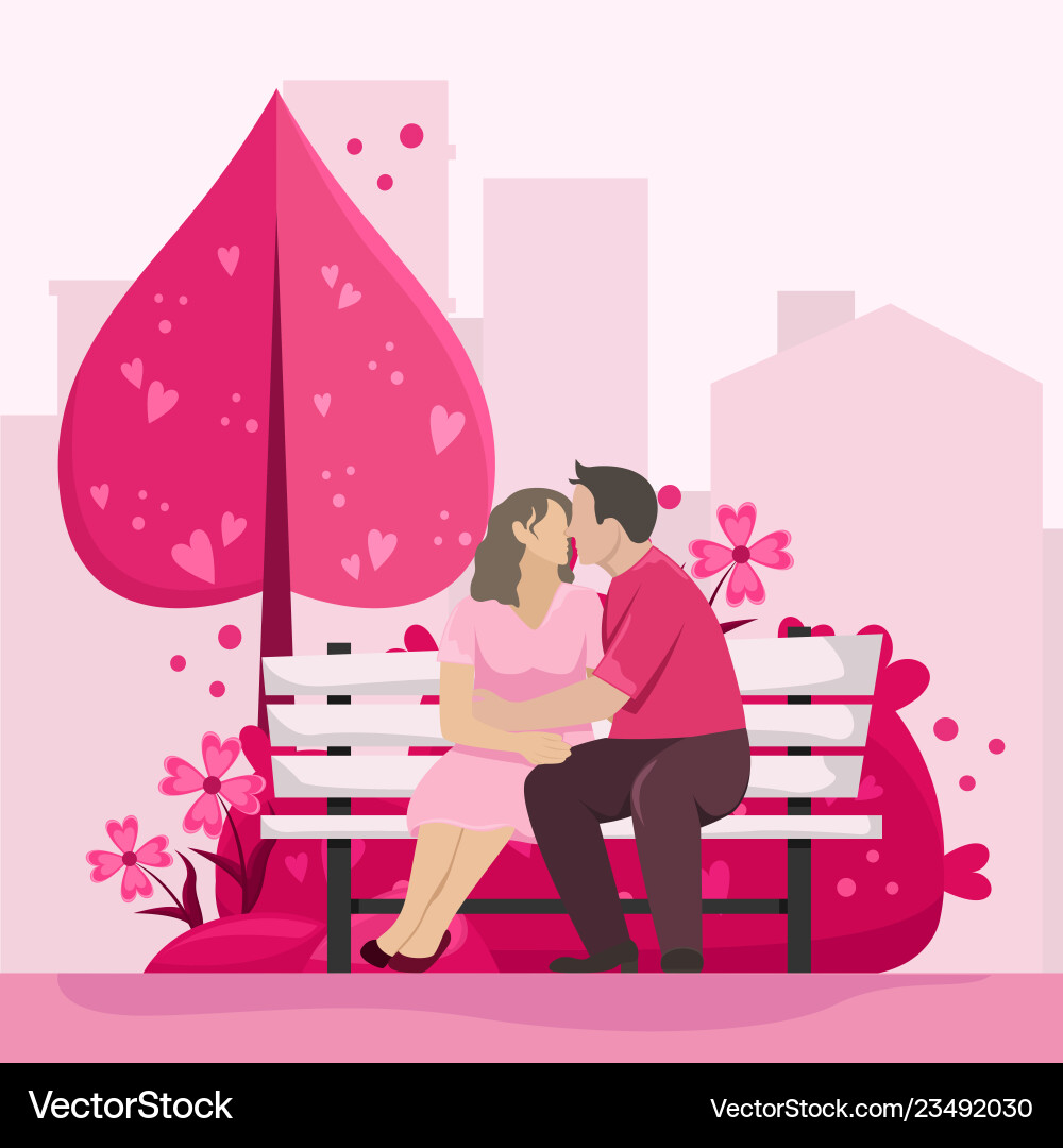 Glückliche Valentinstag lieben Paar küssen Glückliche Valentinstag lieben Paar küssen vektorbild