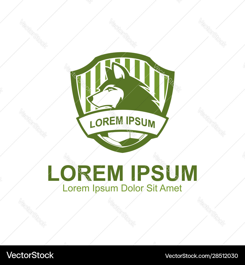 Green Wolf Shield Logo Template Vector Image