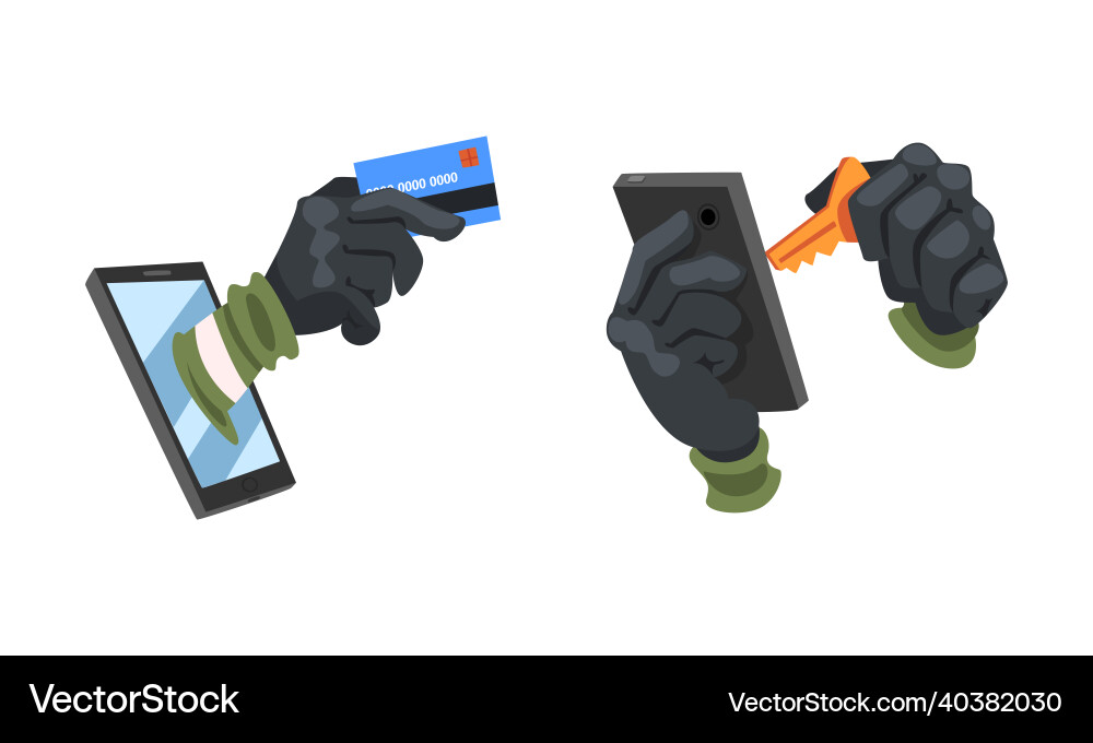 Hacker in black gloves breaking password Hacker in black gloves breaking password vector image
