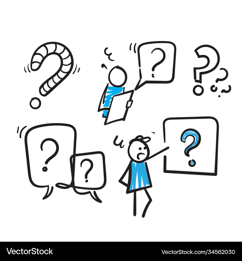 Hand drawn simple set question related line Hand drawn simple set question related line vector image
