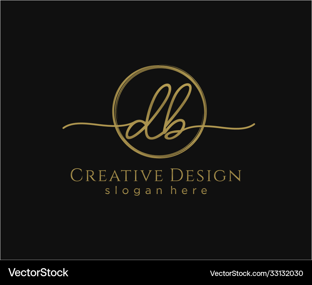 Initial db handwriting logo with circle template Vector Image