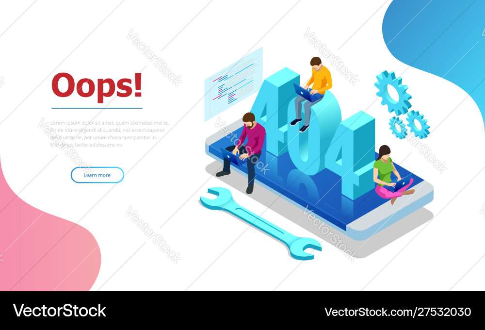 Isometric 404 Error Page vector image