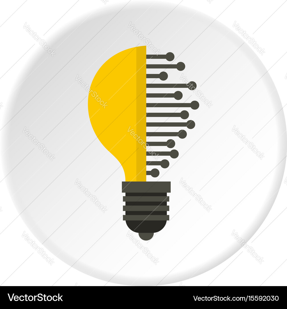 Lightbulb with microcircuit icon circle vector image
