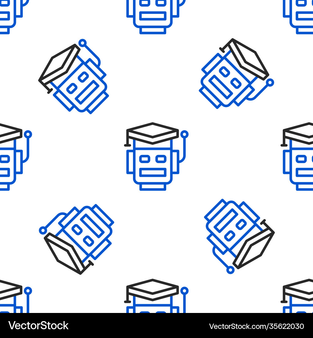 Line robot icon isolated seamless pattern on white vector image