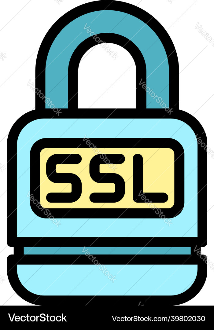 Lock ssl icon color outline Lock ssl icon color outline vector image