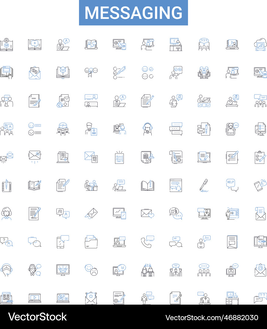 Messaging outline icons collection texting Vector Image
