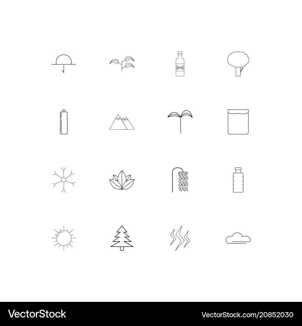 Nature linear thin icons set outlined simple Vector Image