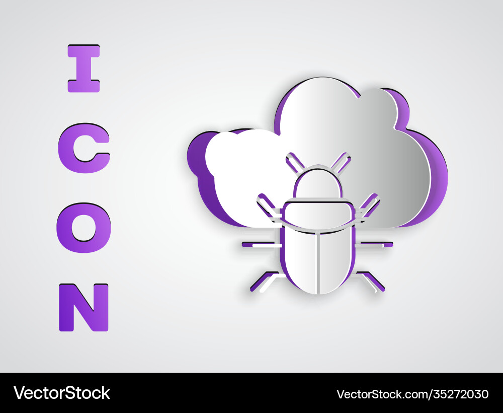 Paper cut system bug on a cloud icon isolated Paper cut system bug on a cloud icon isolated vector image