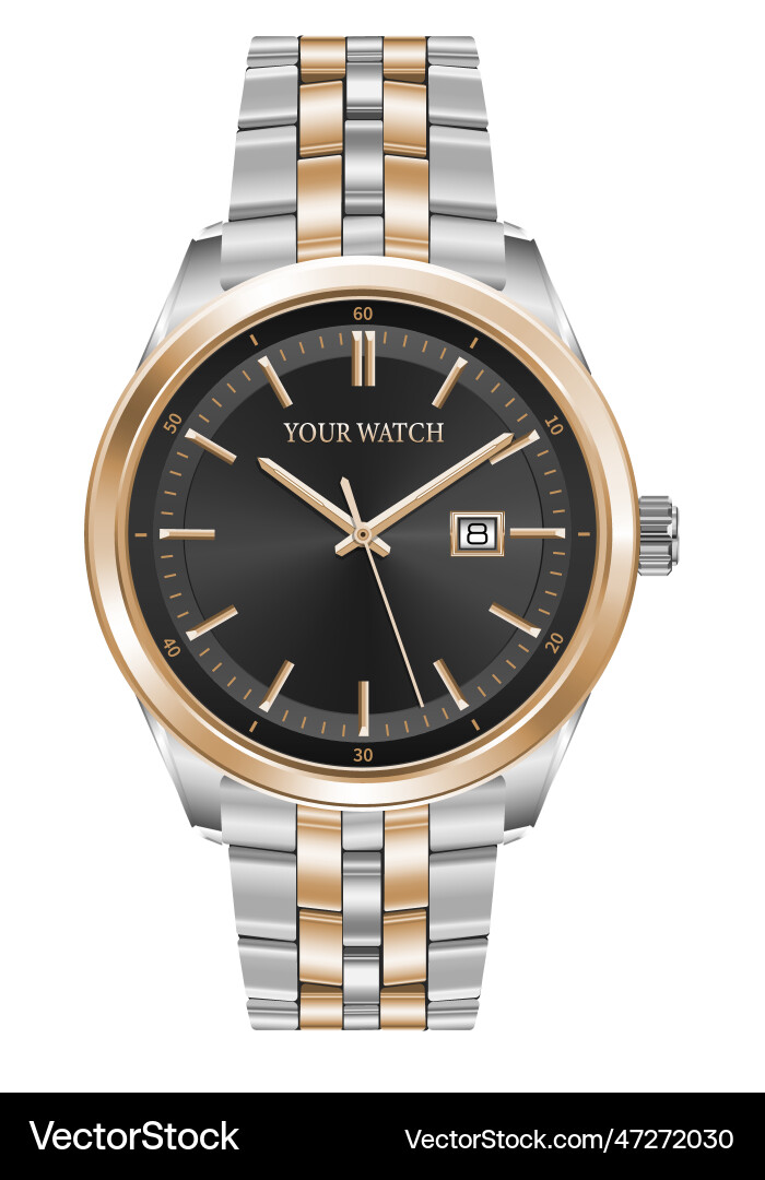 Realistische Uhrenuhr Chronograph Edelstahl Realistische Uhrenuhr Chronograph Edelstahl vektorbild
