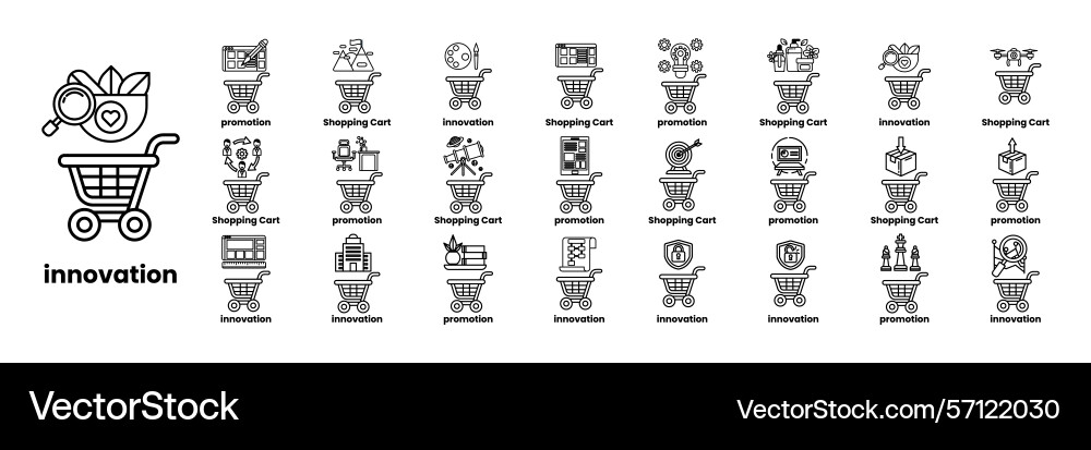 Set of in the concept carts and items line Set of in the concept carts and items line vector image