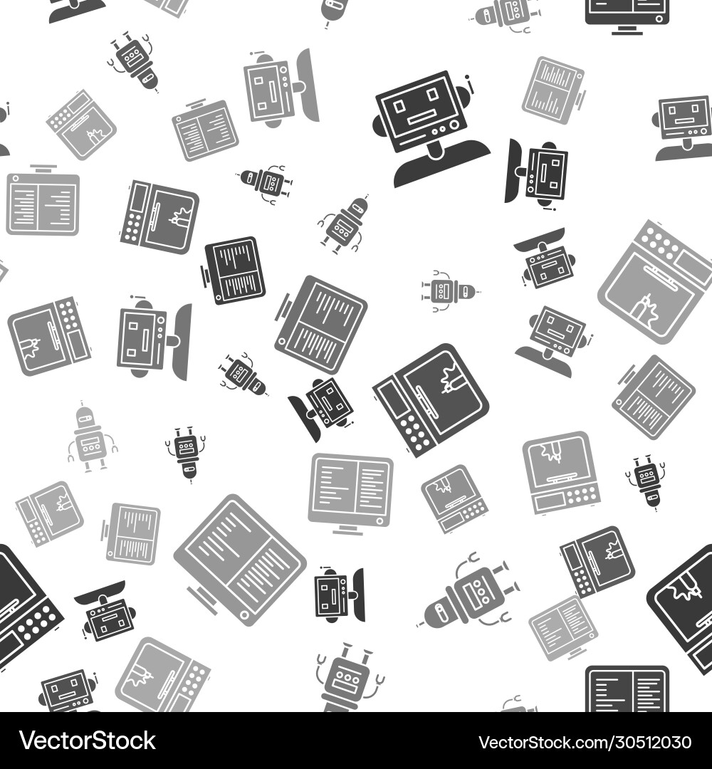 Set robot 3d printer and computer monitor Set robot 3d printer and computer monitor vector image