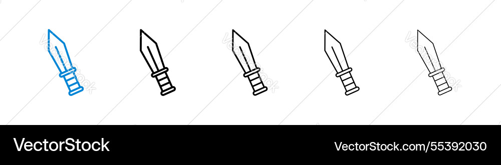 Sword icons in five different stroke sizes Vector Image