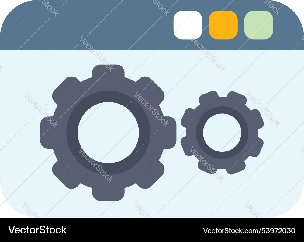 Web browser window displaying working gears Web browser window displaying working gears vector image