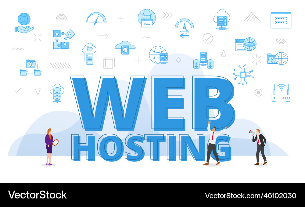 Web or website hosting concept with big words Web or website hosting concept with big words vector image