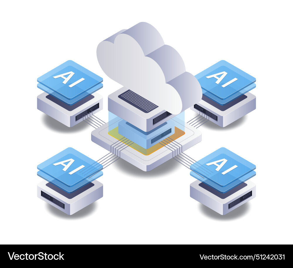 Artificial intelligence technology cloud server Artificial intelligence technology cloud server vector image