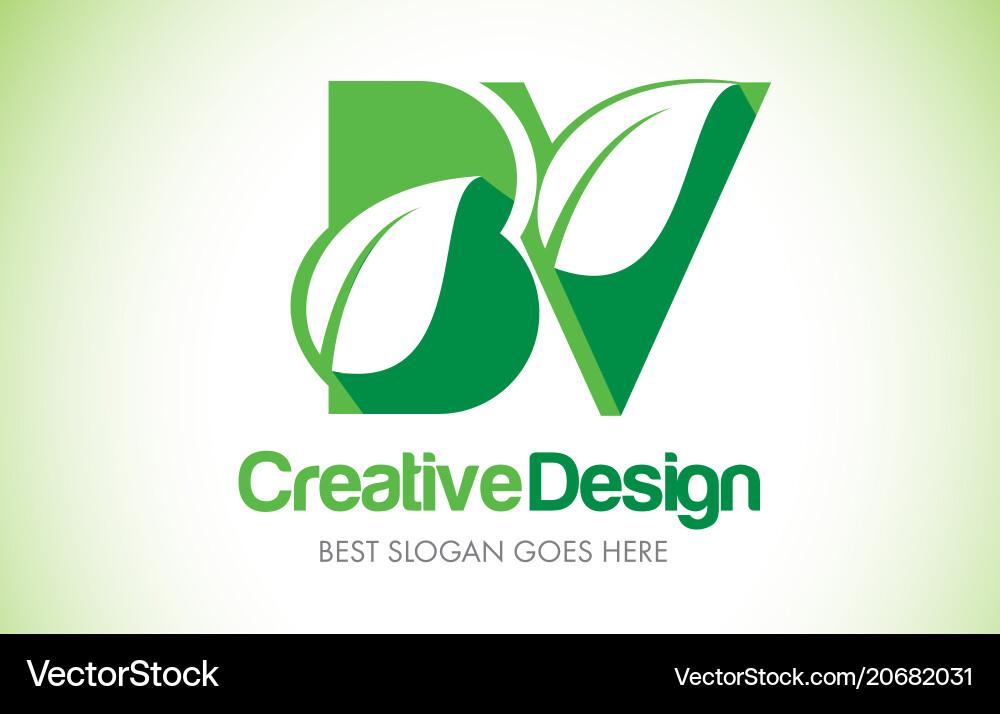 Bv grün Blatt Buchstaben Design Logo eco bio Bv grün Blatt Buchstaben Design Logo eco bio vektorbild