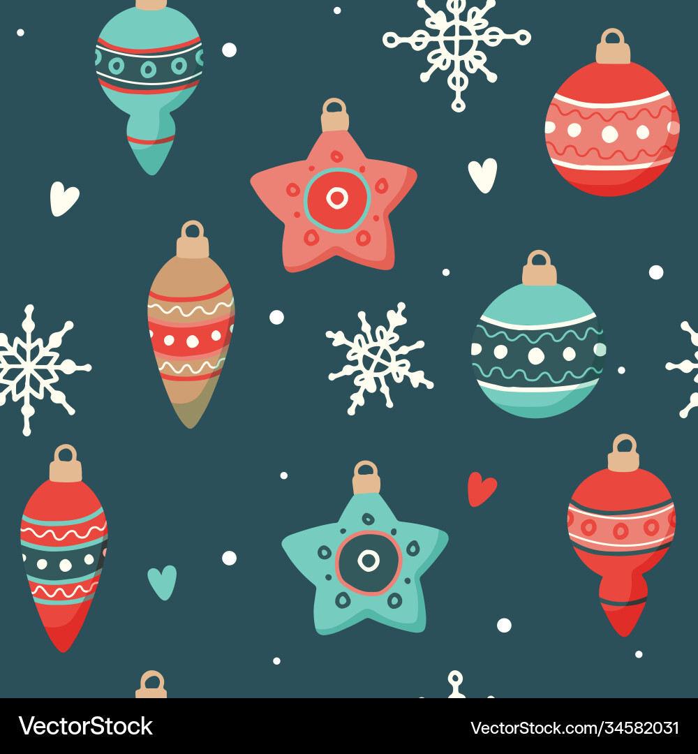 Christmas pattern with cute decorations Vector Image