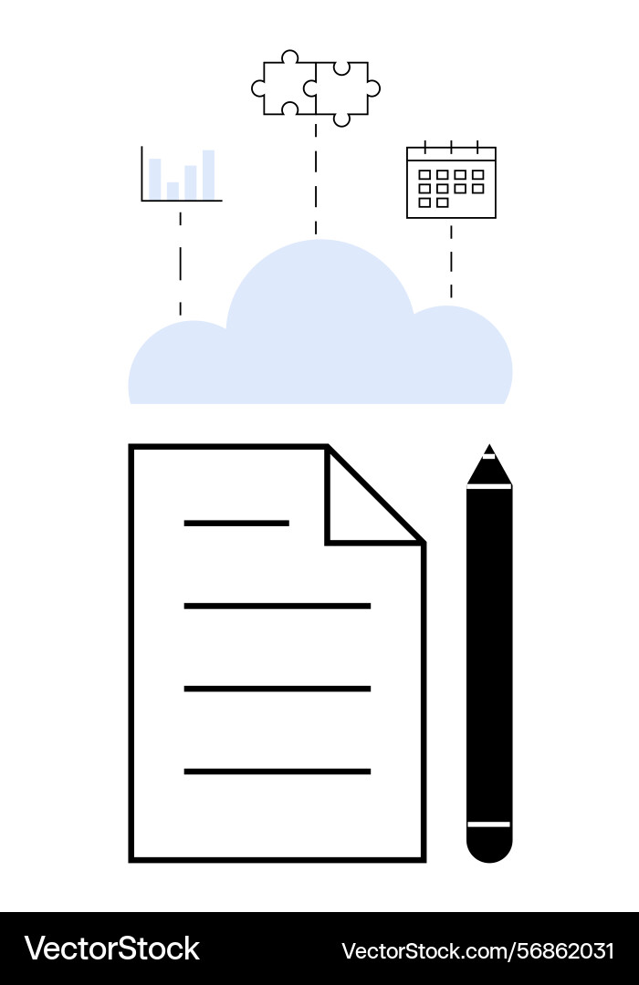 Cloud-based data management featuring document vector image