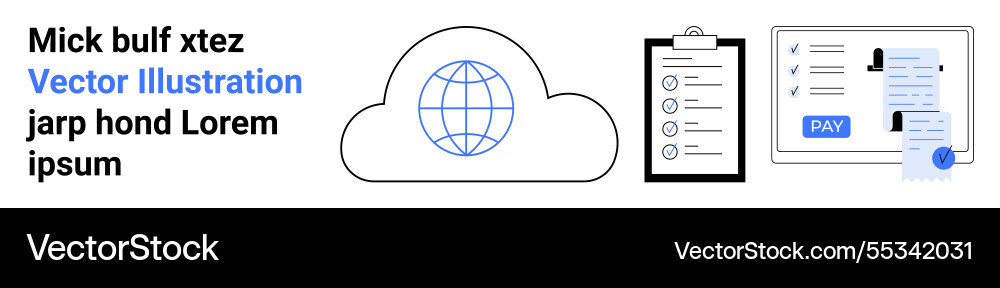 Cloud networking with digital checklist Cloud networking with digital checklist vector image