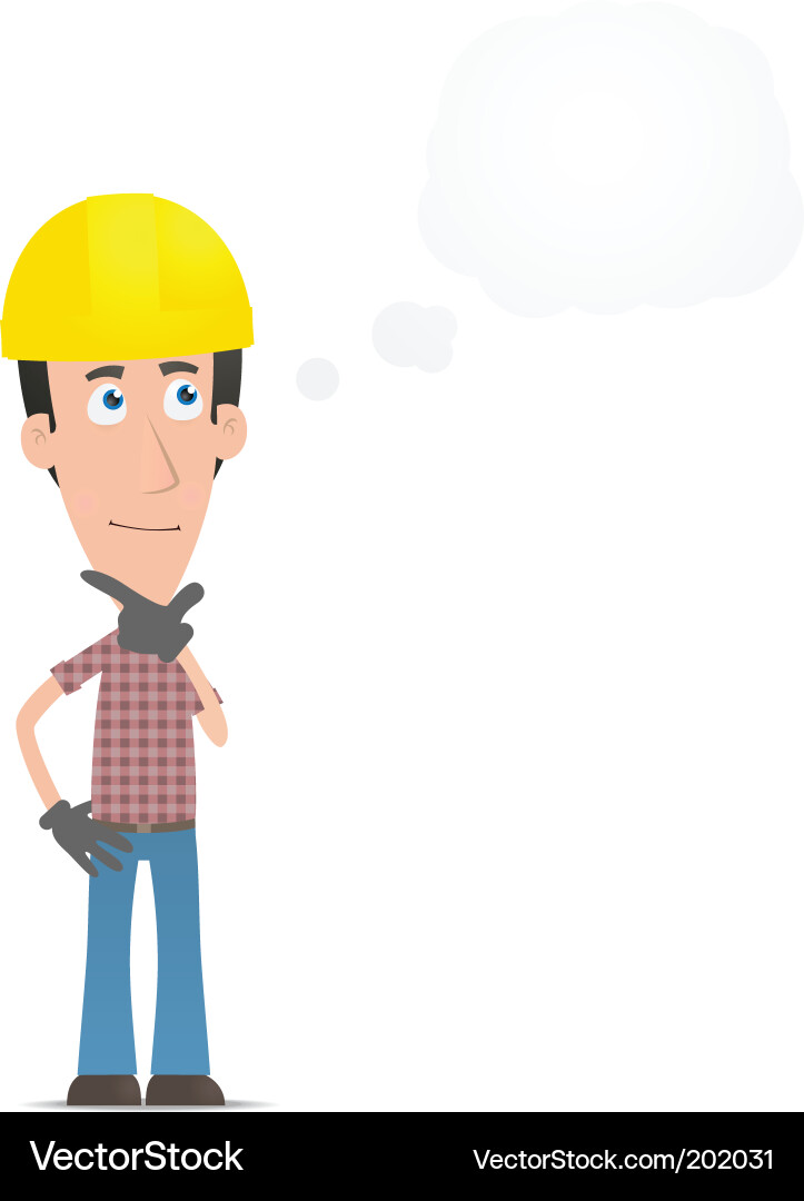 Contemplative Builder Character Vector Image
