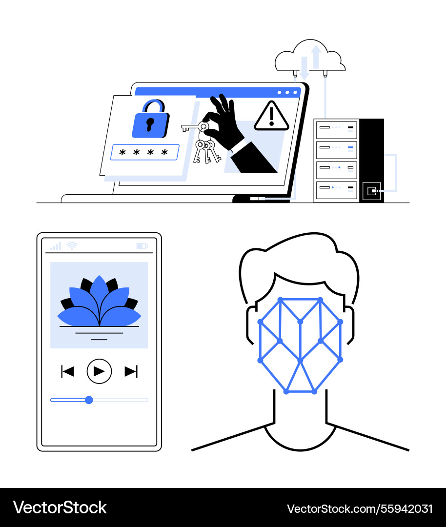 Cybersecurity concepts with data protection Cybersecurity concepts with data protection vector image