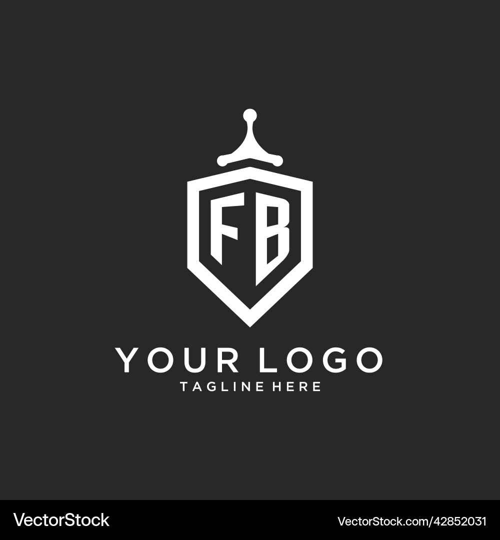 Fb monogram logo initial with shield guard shape Vector Image