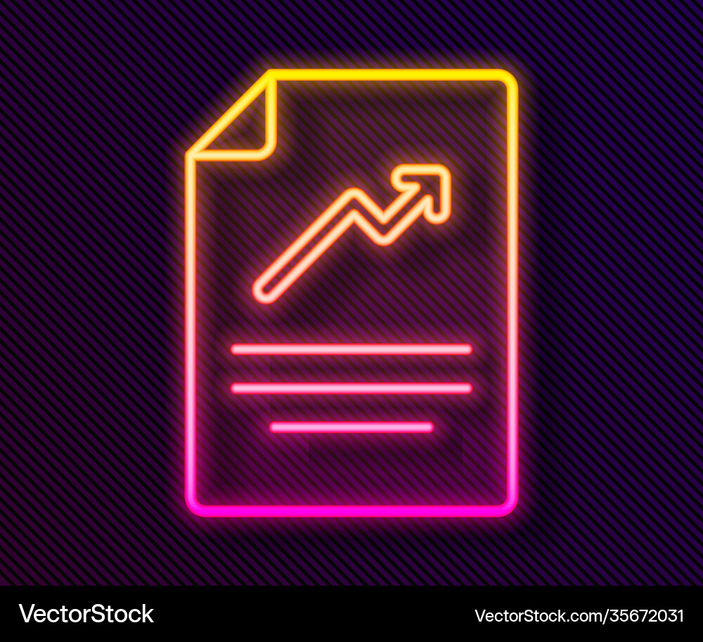 Glowing neon line document with graph chart icon Glowing neon line document with graph chart icon vector image