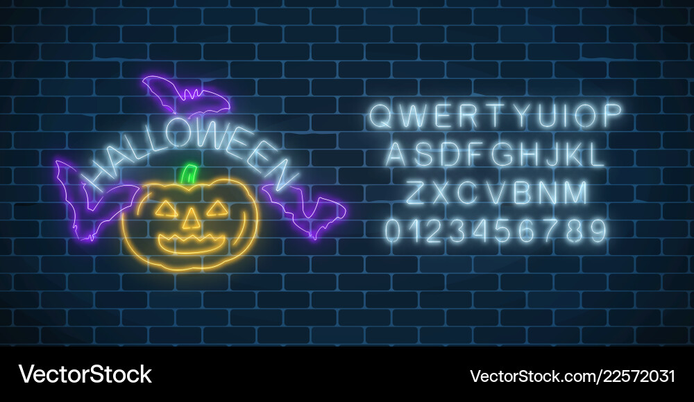 Glowing neon sign of halloween invitation banner Glowing neon sign of halloween invitation banner vector image