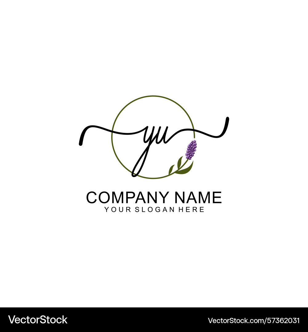Handwritten yu initial logo with circle vector image