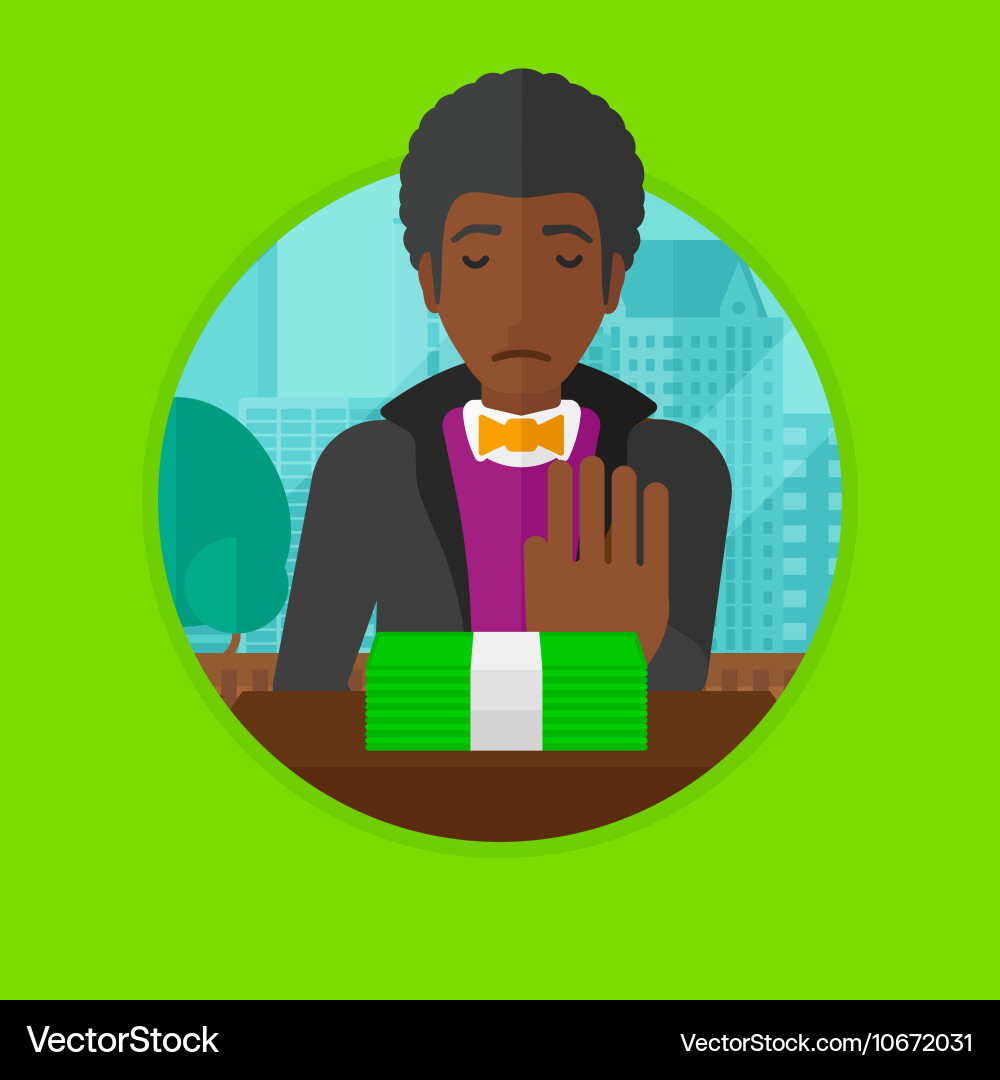 Man refusing to take bribe Vector Image