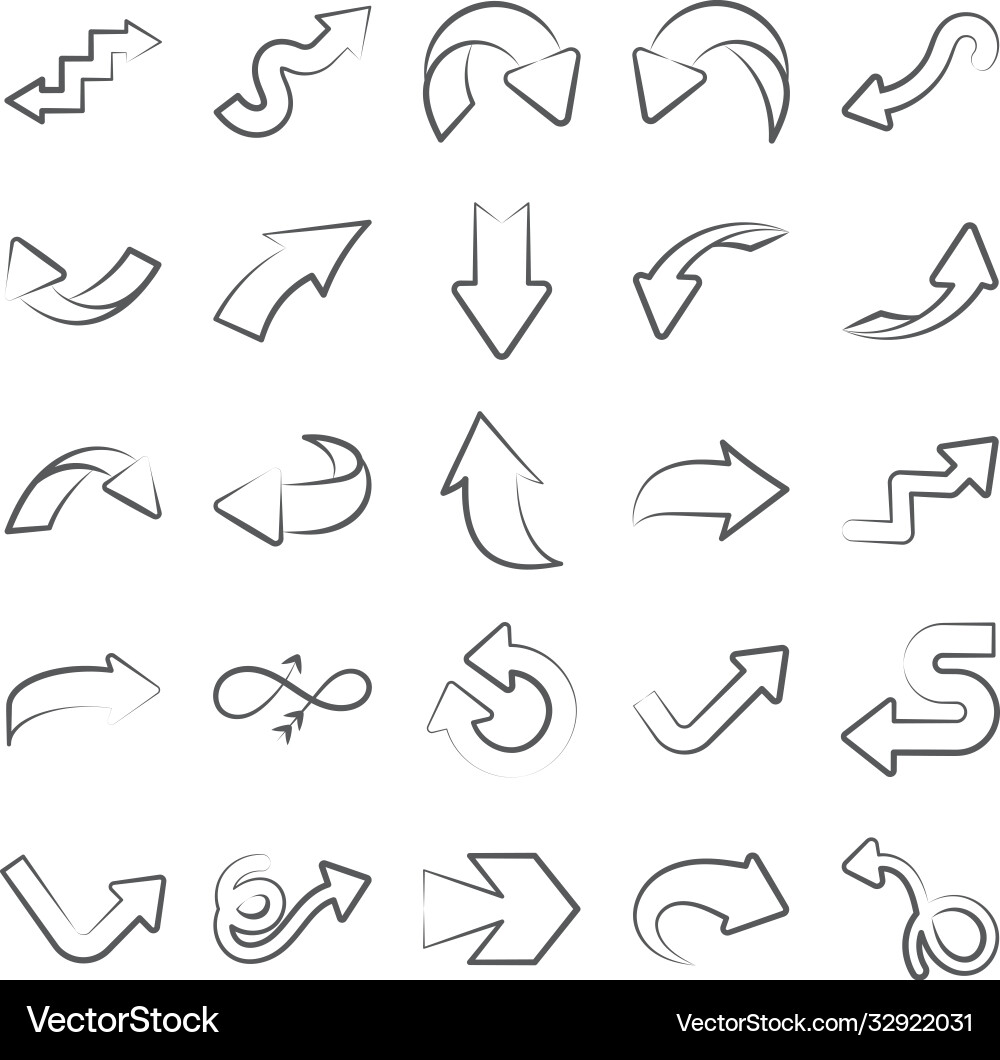 Modern arrows icon in linear style pack Vector Image